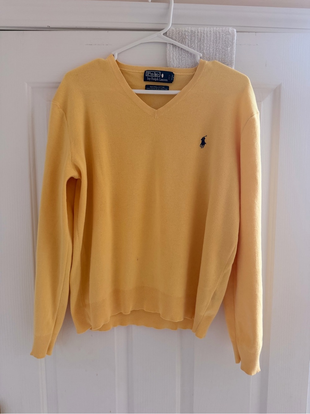 Ralph Lauren Polo V-Neck Sweater in Yellow with Navy Pony